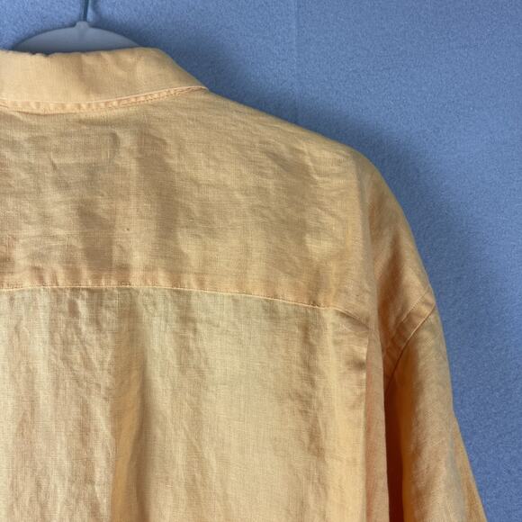 Paul Fredrick Linen Shirt Mens 3XL Orange Roll Tab Long Sleeve Button Up Relaxed - Picture 13 of 14
